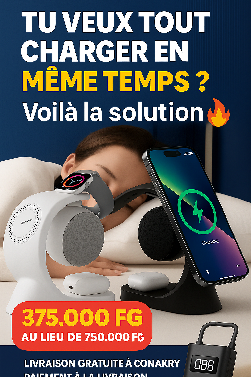 🌟 STATION DE CHARGE 4-EN-1 ULTRA MODERNE