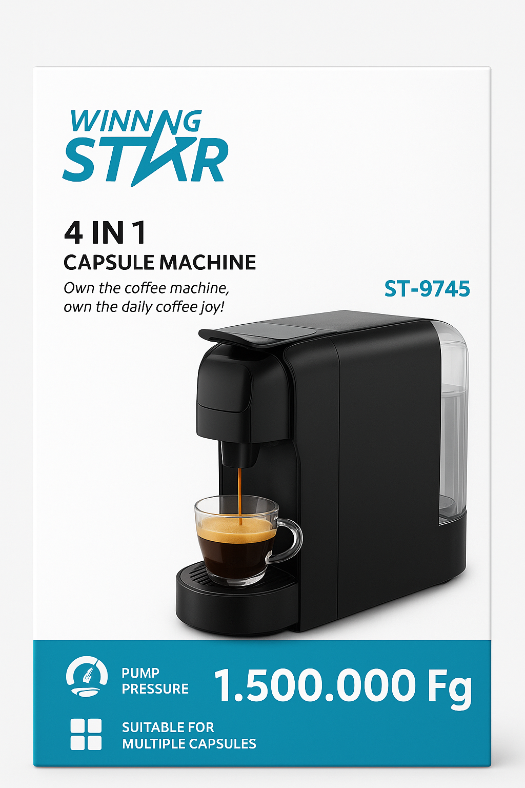 Machine à Café à Capsules 4-en-1 Winning Star ST-9745