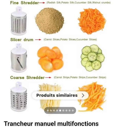 Râpe Manuelle Multifonction 3-en-1 – Coupe Ultra-Rapide & Sans Effort