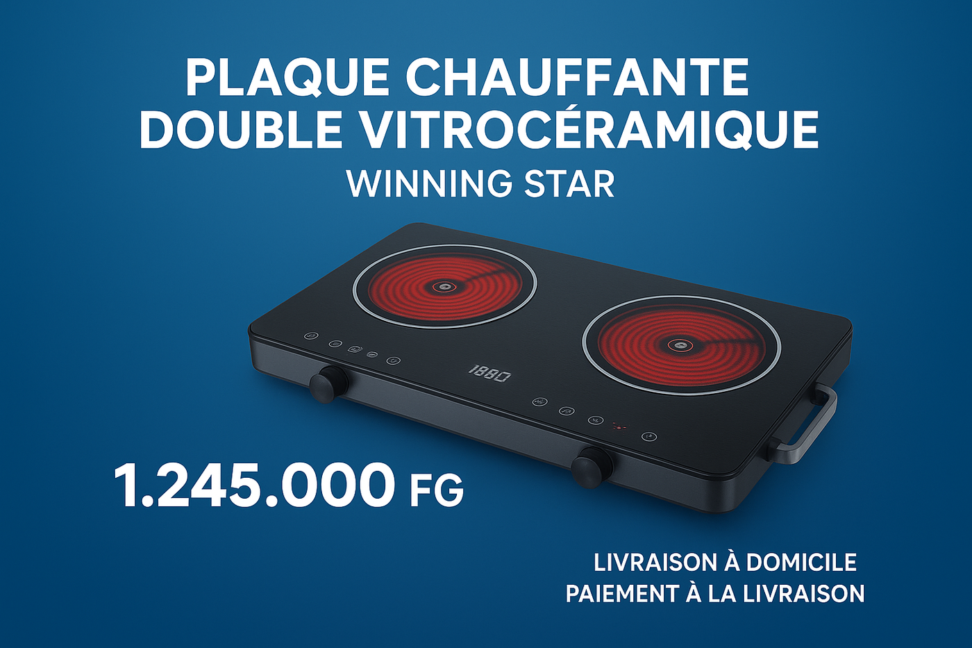 Plaque Chauffante Double Vitrocéramique WINNING STAR